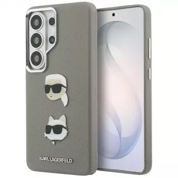Capa em metal Karl Lagerfeld Saffiano DoubleHeads para Samsung Galaxy S26 Ultra prateada