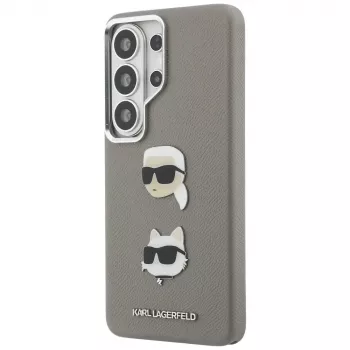 Capa em metal Karl Lagerfeld Saffiano DoubleHeads para Samsung Galaxy S26 Ultra prateada
