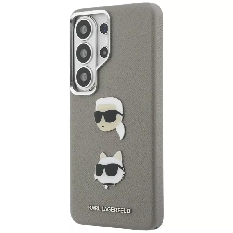 Capa em metal Karl Lagerfeld Saffiano DoubleHeads para Samsung Galaxy S26 Ultra prateada