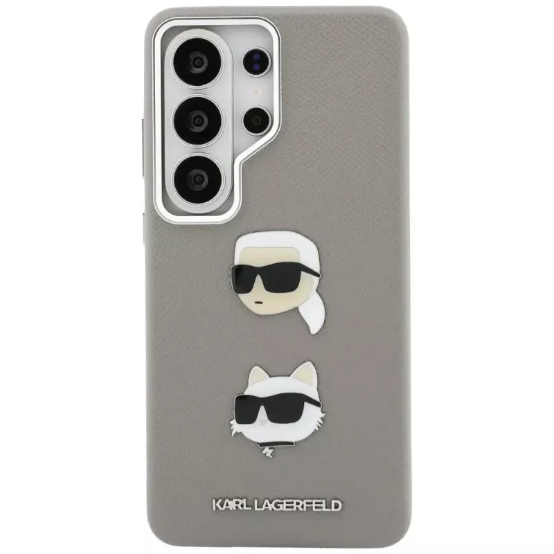 Capa em metal Karl Lagerfeld Saffiano DoubleHeads para Samsung Galaxy S26 Ultra prateada
