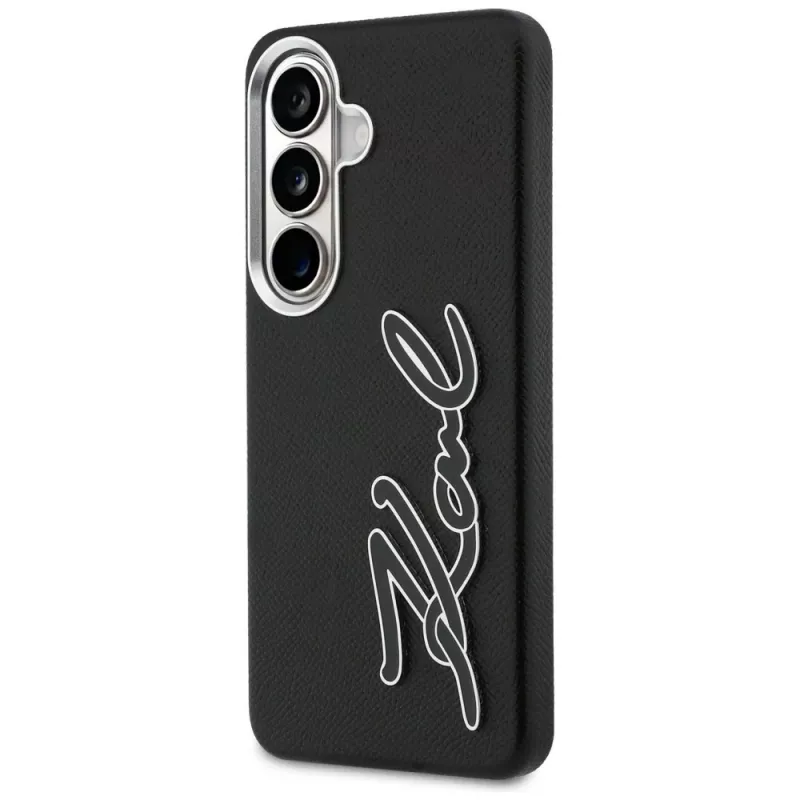 Capa KARL LAGERFELD Grained Signature Metal Resin Logo para Samsung Galaxy S26, preta