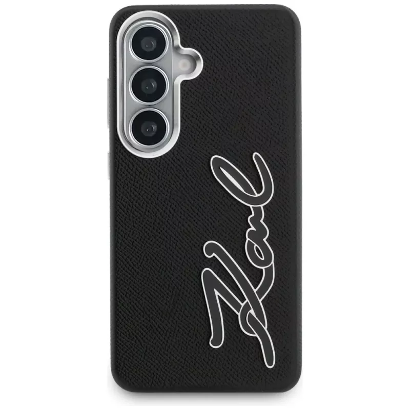 Capa KARL LAGERFELD Grained Signature Metal Resin Logo para Samsung Galaxy S26, preta