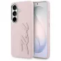 Capa Karl Lagerfeld Grained Signature Metal Resin Logo para Samsung Galaxy S26 rosa