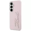 Capa Karl Lagerfeld Grained Signature Metal Resin Logo para Samsung Galaxy S26 rosa