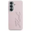 Capa Karl Lagerfeld Grained Signature Metal Resin Logo para Samsung Galaxy S26 rosa