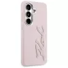 Capa Karl Lagerfeld Grained Signature Metal Resin Logo para Samsung Galaxy S26 rosa