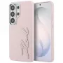 Capa KARL LAGERFELD Grained Signature Metal Resin Logo para Samsung Galaxy S26 Ultra, rosa