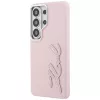 Capa KARL LAGERFELD Grained Signature Metal Resin Logo para Samsung Galaxy S26 Ultra, rosa
