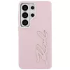 Capa KARL LAGERFELD Grained Signature Metal Resin Logo para Samsung Galaxy S26 Ultra, rosa