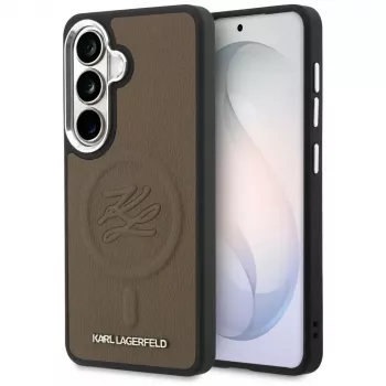 Capa MagSafe Karl Lagerfeld Embossed Ring Initials para Samsung Galaxy S26, castanha