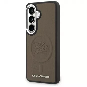 Capa MagSafe Karl Lagerfeld Embossed Ring Initials para Samsung Galaxy S26, castanha