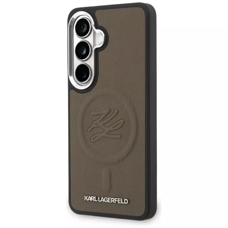 Capa MagSafe Karl Lagerfeld Embossed Ring Initials para Samsung Galaxy S26, castanha