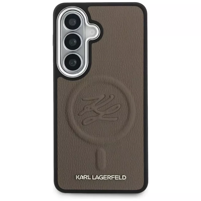 Capa MagSafe KARL LAGERFELD Embossed Ring Initials para Samsung Galaxy S26+ castanha