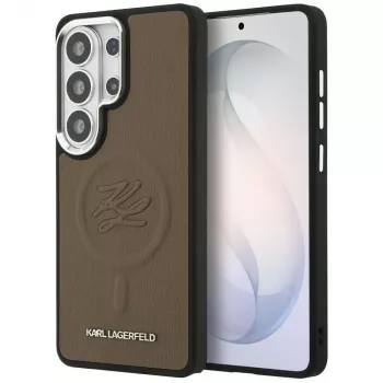 Capa MagSafe KARL LAGERFELD Embossed Ring Initials para Samsung Galaxy S26 Ultra, castanha