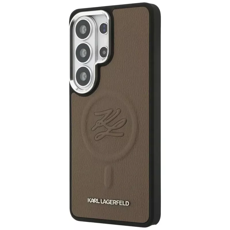 Capa MagSafe KARL LAGERFELD Embossed Ring Initials para Samsung Galaxy S26 Ultra, castanha