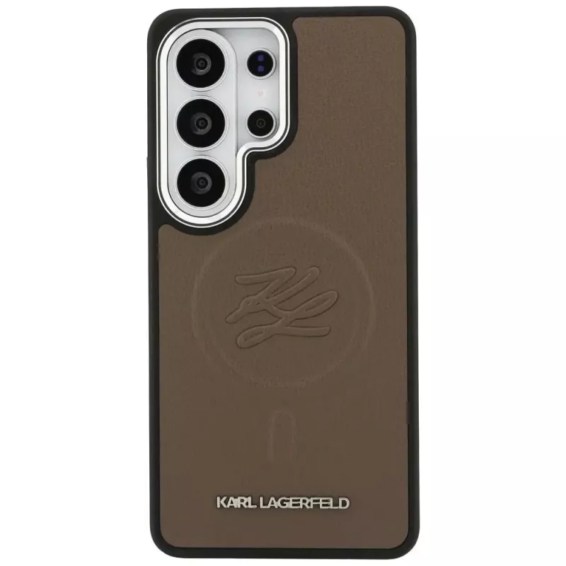 Capa MagSafe KARL LAGERFELD Embossed Ring Initials para Samsung Galaxy S26 Ultra, castanha
