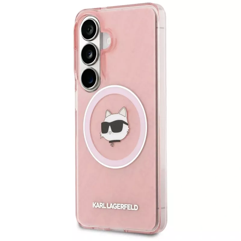 Capa MagSafe KARL LAGERFELD IML Repeated Choupette para Samsung Galaxy S26, rosa