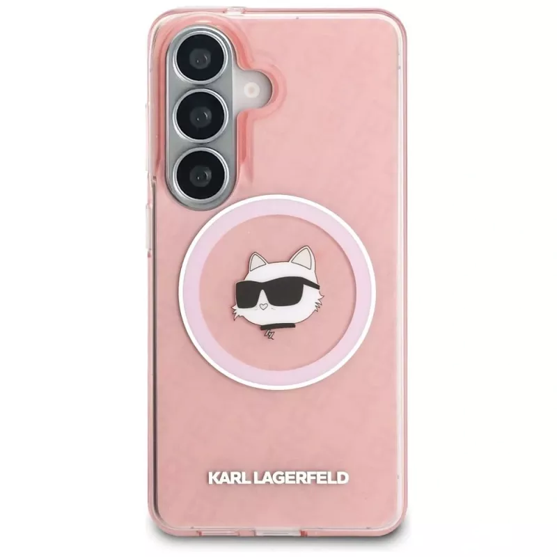 Capa MagSafe KARL LAGERFELD IML Repeated Choupette para Samsung Galaxy S26, rosa