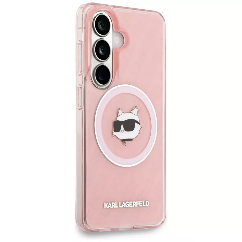 Capa MagSafe KARL LAGERFELD IML Repeated Choupette para Samsung Galaxy S26, rosa
