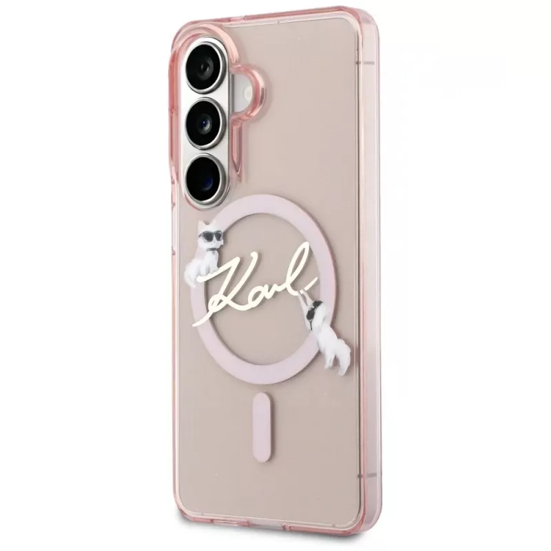 Capa MagSafe Karl Lagerfeld IML KC Script para Samsung Galaxy S26, rosa