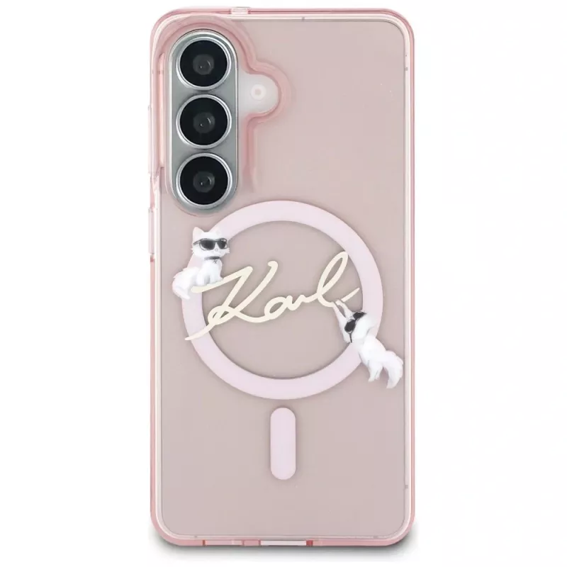 Capa MagSafe Karl Lagerfeld IML KC Script para Samsung Galaxy S26, rosa