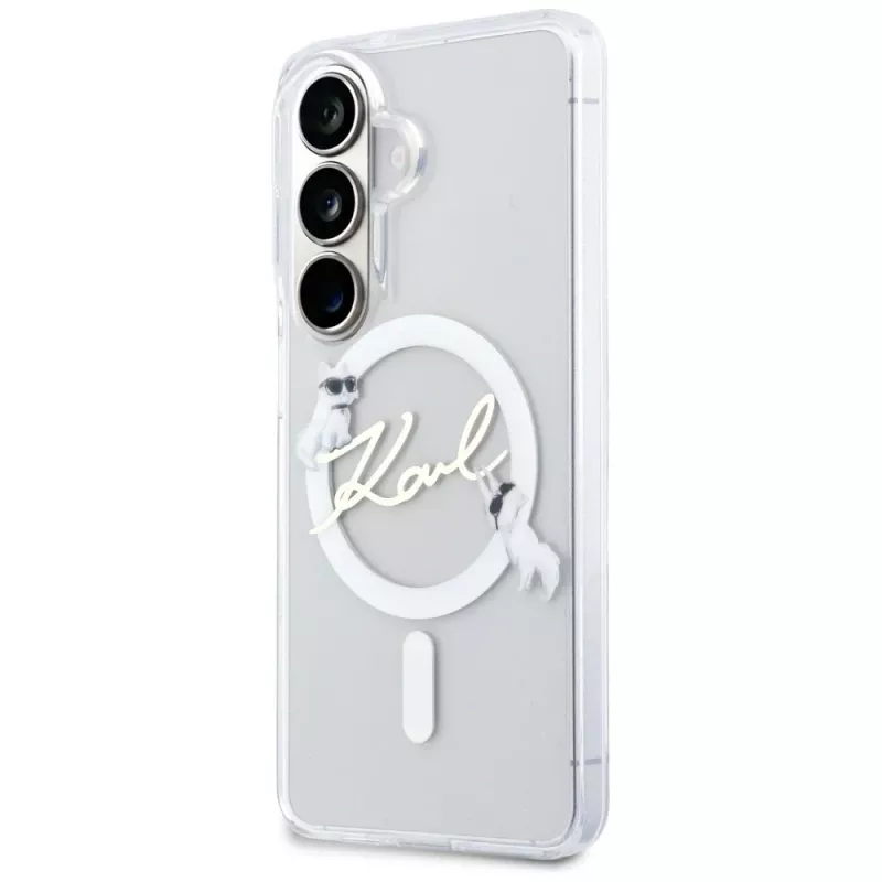 Capa MagSafe KARL LAGERFELD IML KC Script para Samsung Galaxy S26, transparente