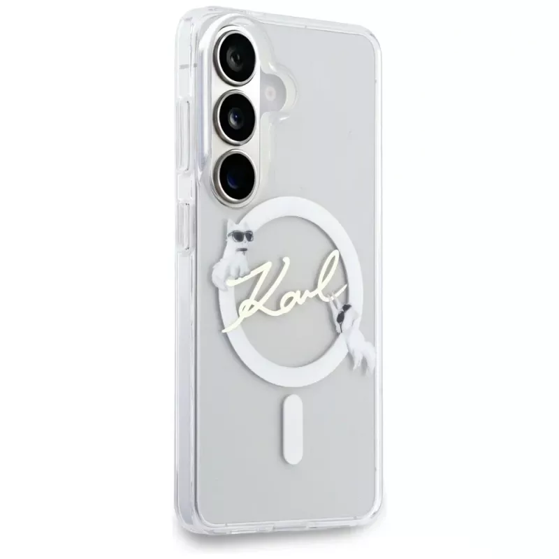Capa MagSafe KARL LAGERFELD IML KC Script para Samsung Galaxy S26, transparente