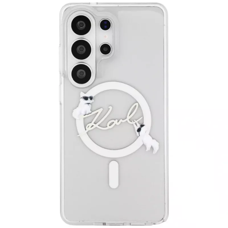 Capa MagSafe Karl Lagerfeld IML KC Script para Samsung Galaxy S26 Ultra (transparente)