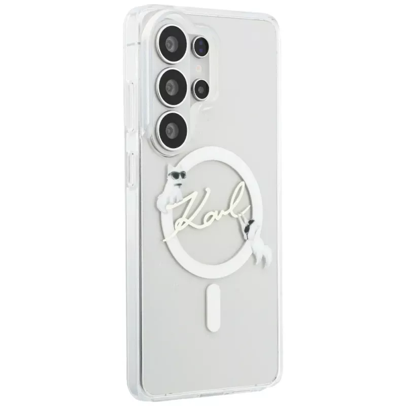 Capa MagSafe Karl Lagerfeld IML KC Script para Samsung Galaxy S26 Ultra (transparente)