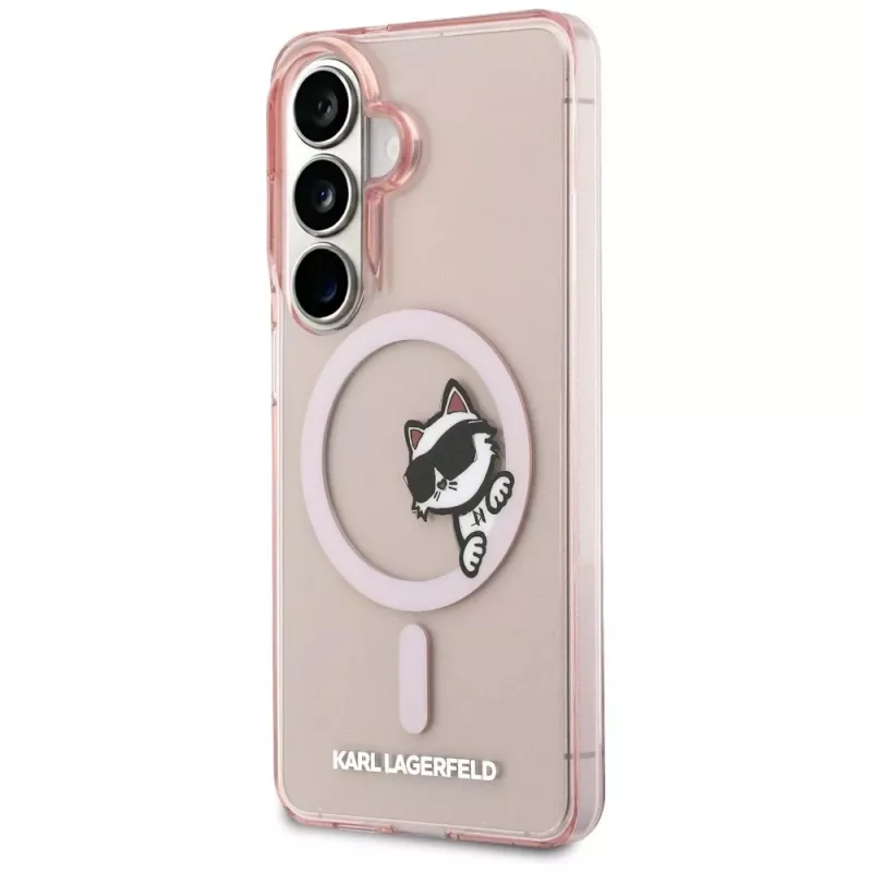 Capa MagSafe Karl Lagerfeld IML Peekaboo Choupette para Samsung Galaxy S26 - rosa