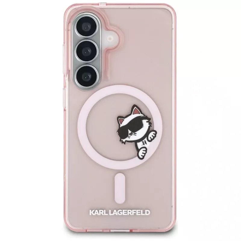 Capa MagSafe Karl Lagerfeld IML Peekaboo Choupette para Samsung Galaxy S26 - rosa