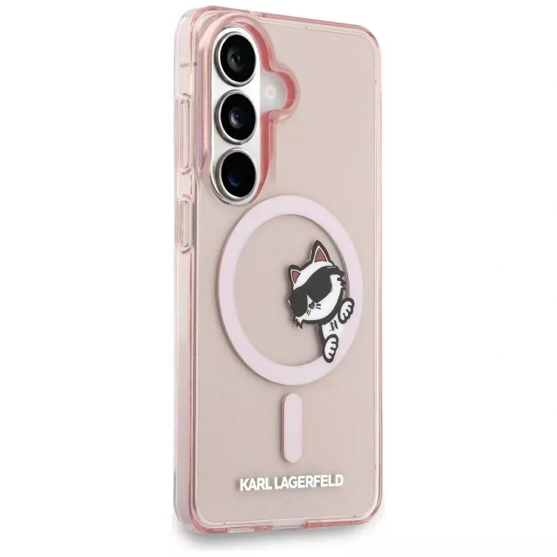 Capa MagSafe Karl Lagerfeld IML Peekaboo Choupette para Samsung Galaxy S26 - rosa
