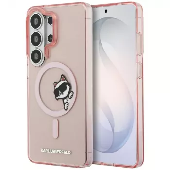 Capa MagSafe KARL LAGERFELD IML Peekaboo Choupette para Samsung Galaxy S26 Ultra, rosa