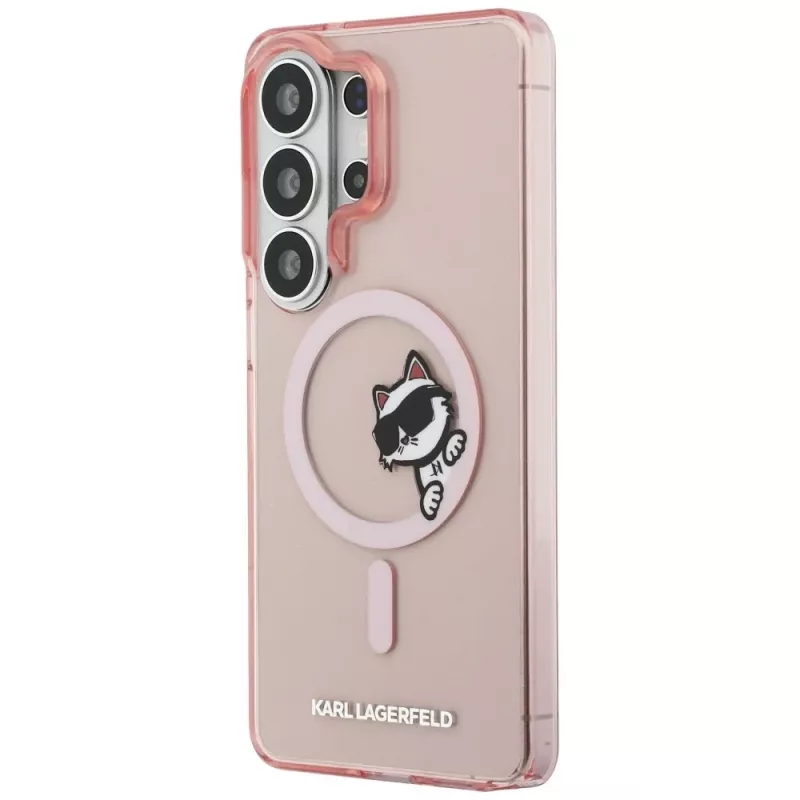 Capa MagSafe KARL LAGERFELD IML Peekaboo Choupette para Samsung Galaxy S26 Ultra, rosa