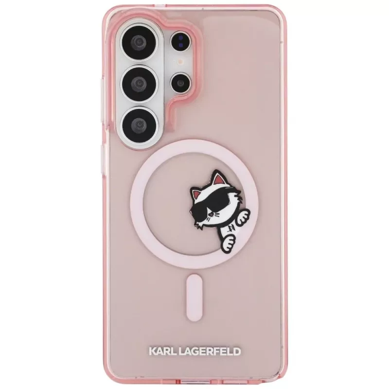 Capa MagSafe KARL LAGERFELD IML Peekaboo Choupette para Samsung Galaxy S26 Ultra, rosa