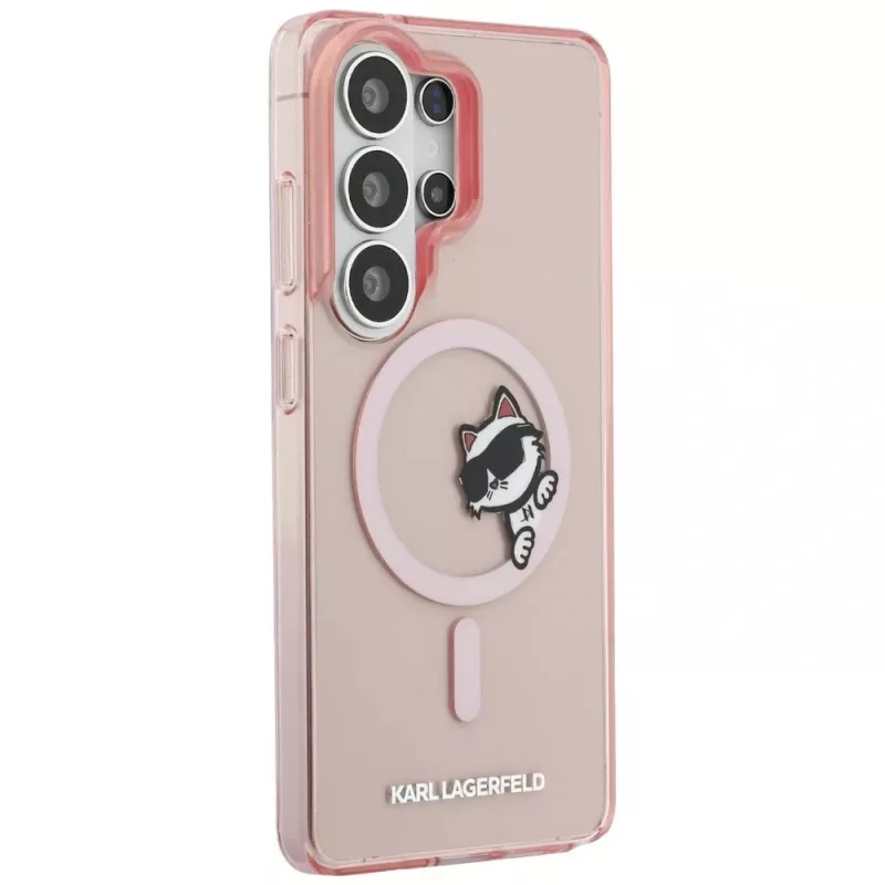 Capa MagSafe KARL LAGERFELD IML Peekaboo Choupette para Samsung Galaxy S26 Ultra, rosa