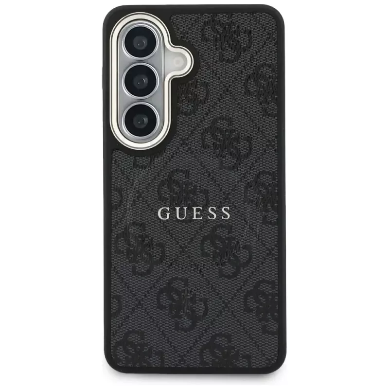 Capa MagSafe Guess 4G Embossed Ring para Samsung Galaxy S26 (preta)