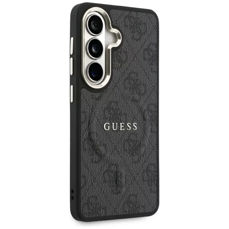 Capa MagSafe Guess 4G Embossed Ring para Samsung Galaxy S26 (preta)