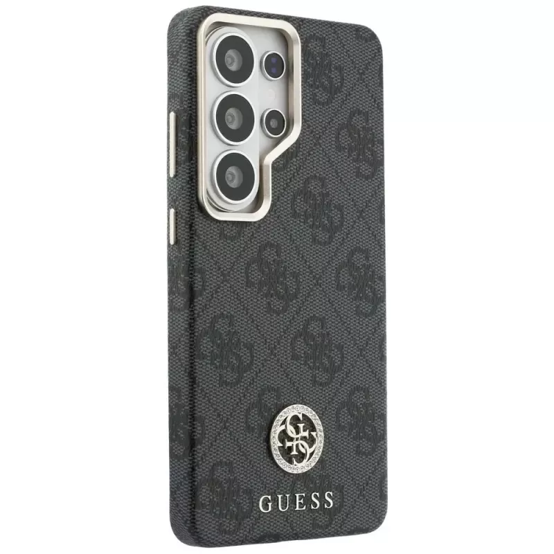 Guess 4G Rhinestone Round Logo MagSafe Capa para Samsung Galaxy S26 Ultra (preto)