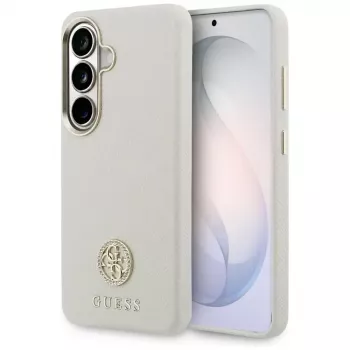 Guess Rhinestone Round Logo MagSafe Capa para Samsung Galaxy S26 bege