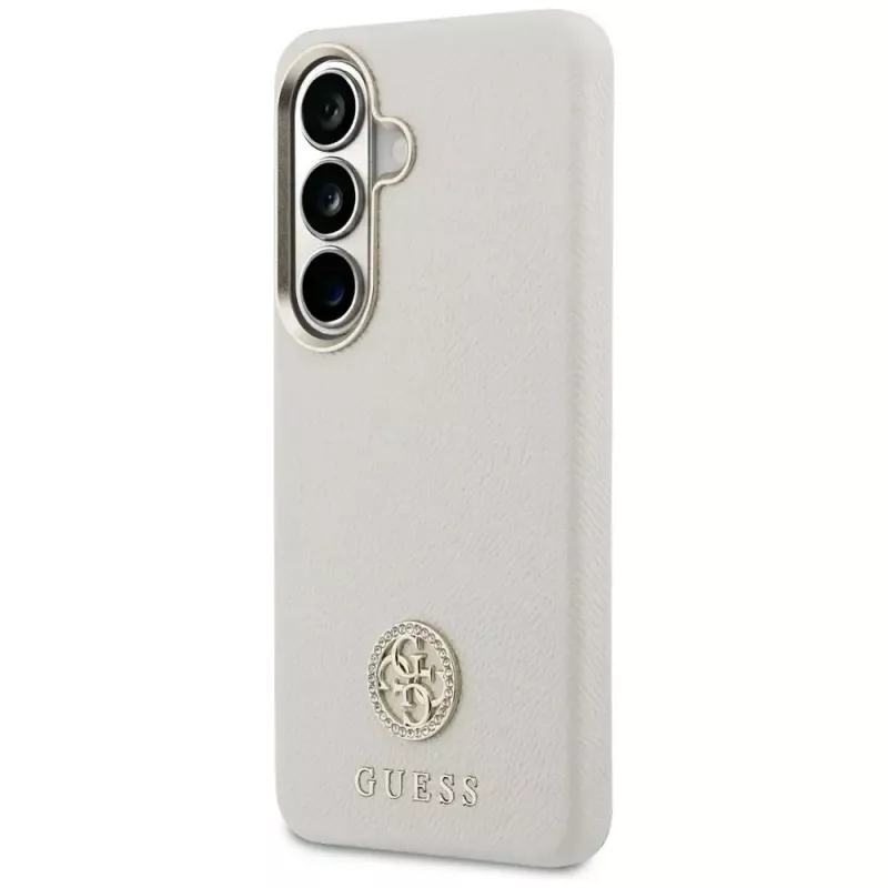Guess Rhinestone Round Logo MagSafe Capa para Samsung Galaxy S26 bege