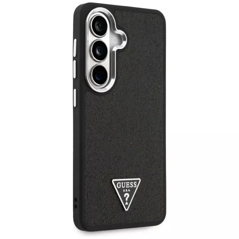 Guess Fixed Glitter Triangle MagSafe Capa para Samsung Galaxy S26, preto