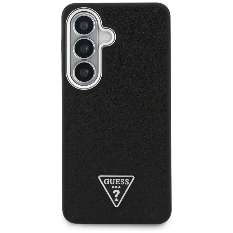 Guess Fixed Glitter Triangle MagSafe Capa para Samsung Galaxy S26+ preto