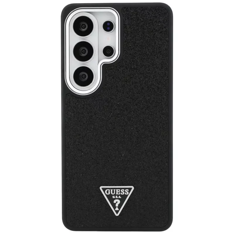 Guess Fixed Glitter Triangle MagSafe Capa para Samsung Galaxy S26 Ultra, preto