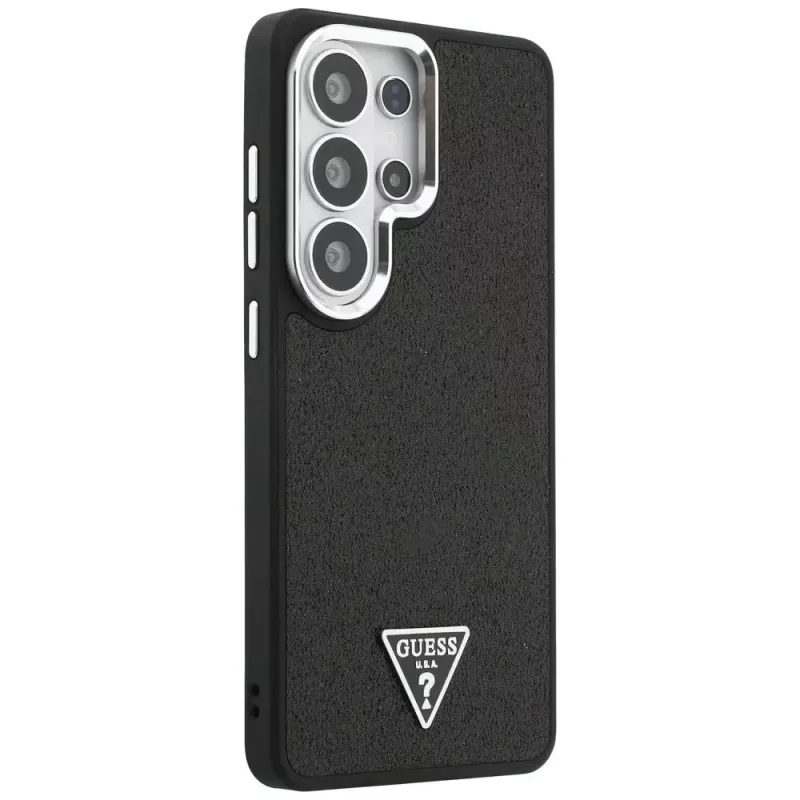 Guess Fixed Glitter Triangle MagSafe Capa para Samsung Galaxy S26 Ultra, preto