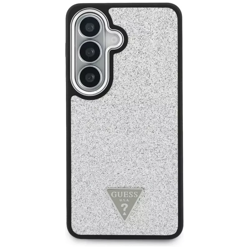 Guess Fixed Glitter Triangle MagSafe Capa para Samsung Galaxy S26 - prateado