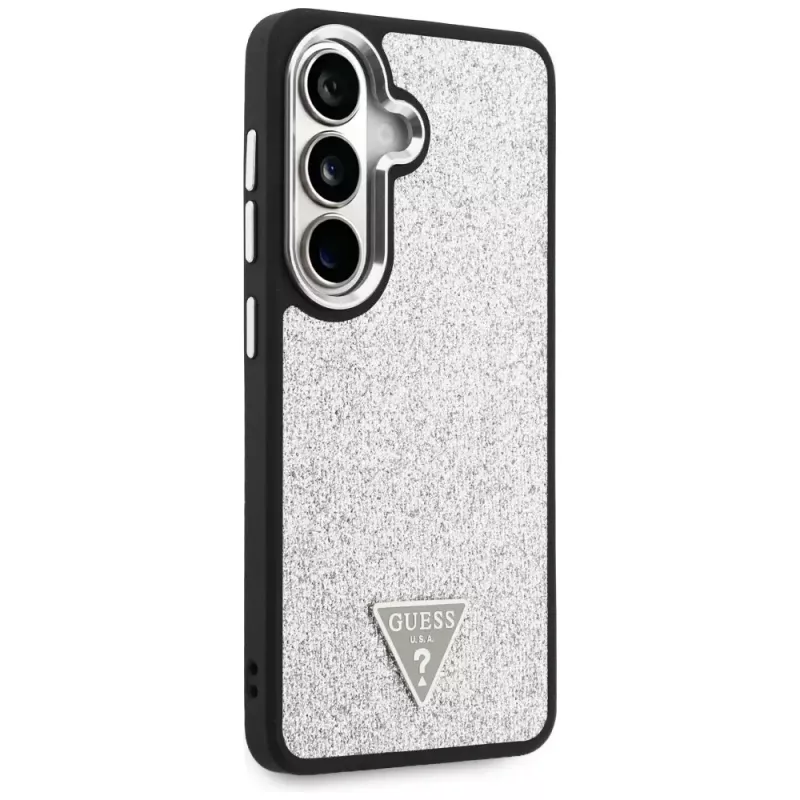 Guess Fixed Glitter Triangle MagSafe Capa para Samsung Galaxy S26 - prateado