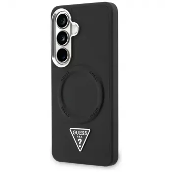 Guess Embossed Ring Triangle Logo MagSafe Capa para Samsung Galaxy S26 preto