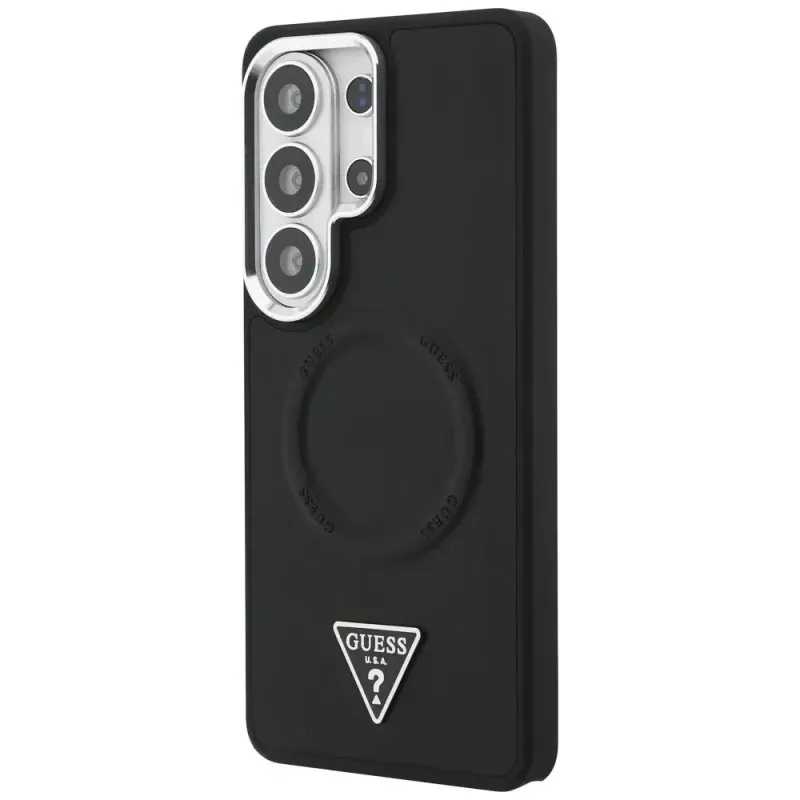 Guess Embossed Ring Triangle Logo MagSafe Capa para Samsung Galaxy S26 Ultra preto