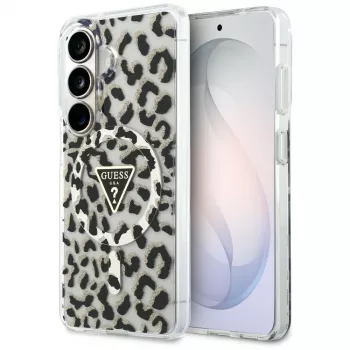 Guess IML Leopard Print Triangle MagSafe Capa para Samsung Galaxy S26, preto